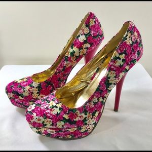 Pink Floral Pumps